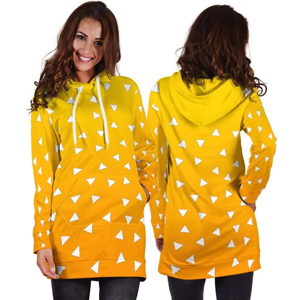 Zenitsu Pattern Custom Anime Demon Slayer Women Hoodie Dress