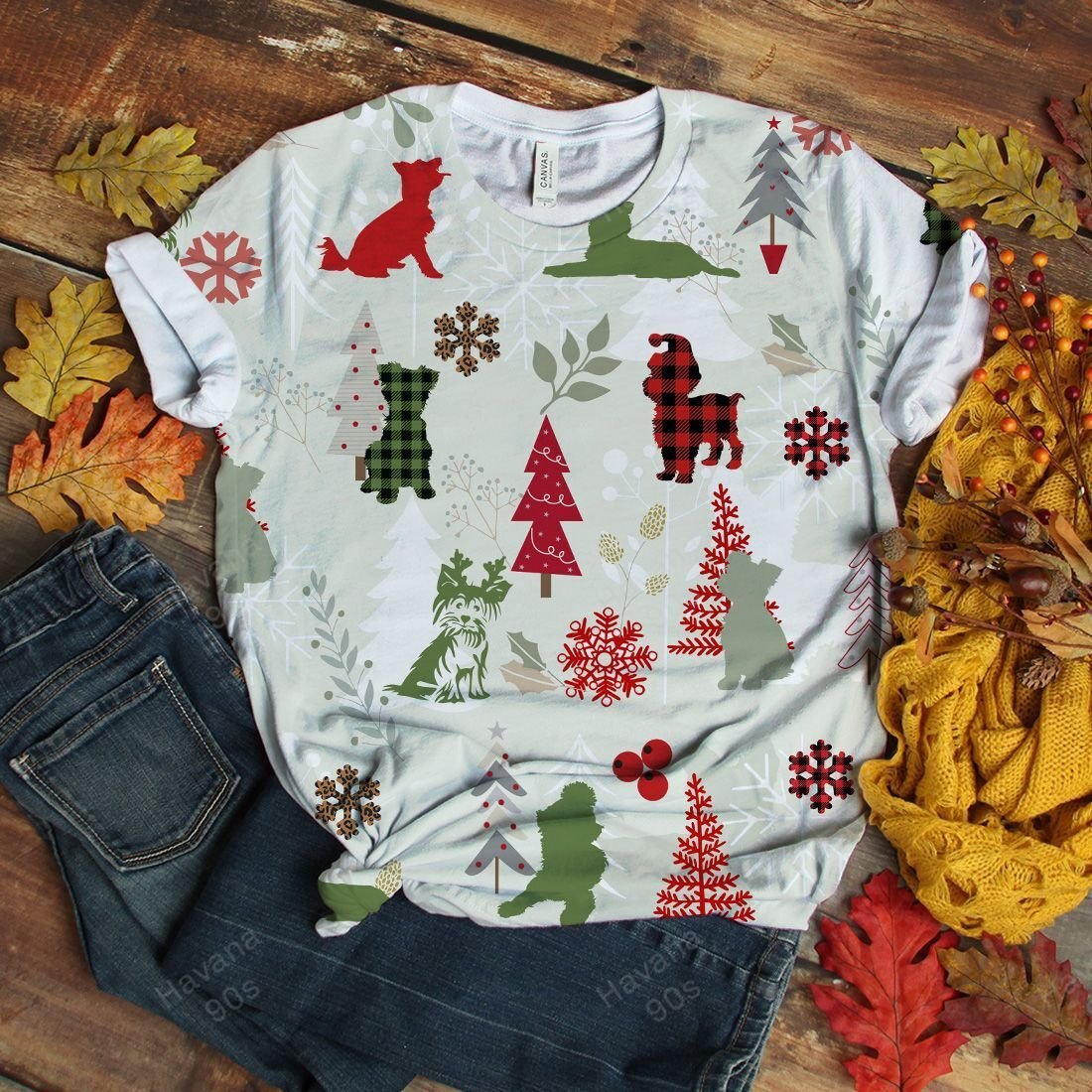 Yorkshire Terrier T-shirt Christmas Flannel