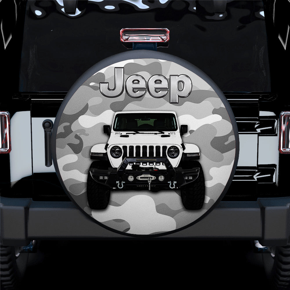 White Jeep Camouflage Car Spare Tire Covers Gift For Campers