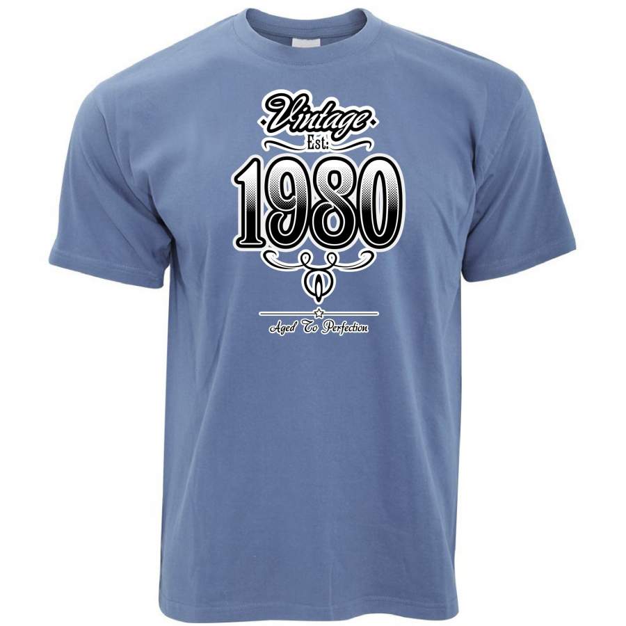 40th Birthday T Shirt Vintage 1980 Aged To Perfection