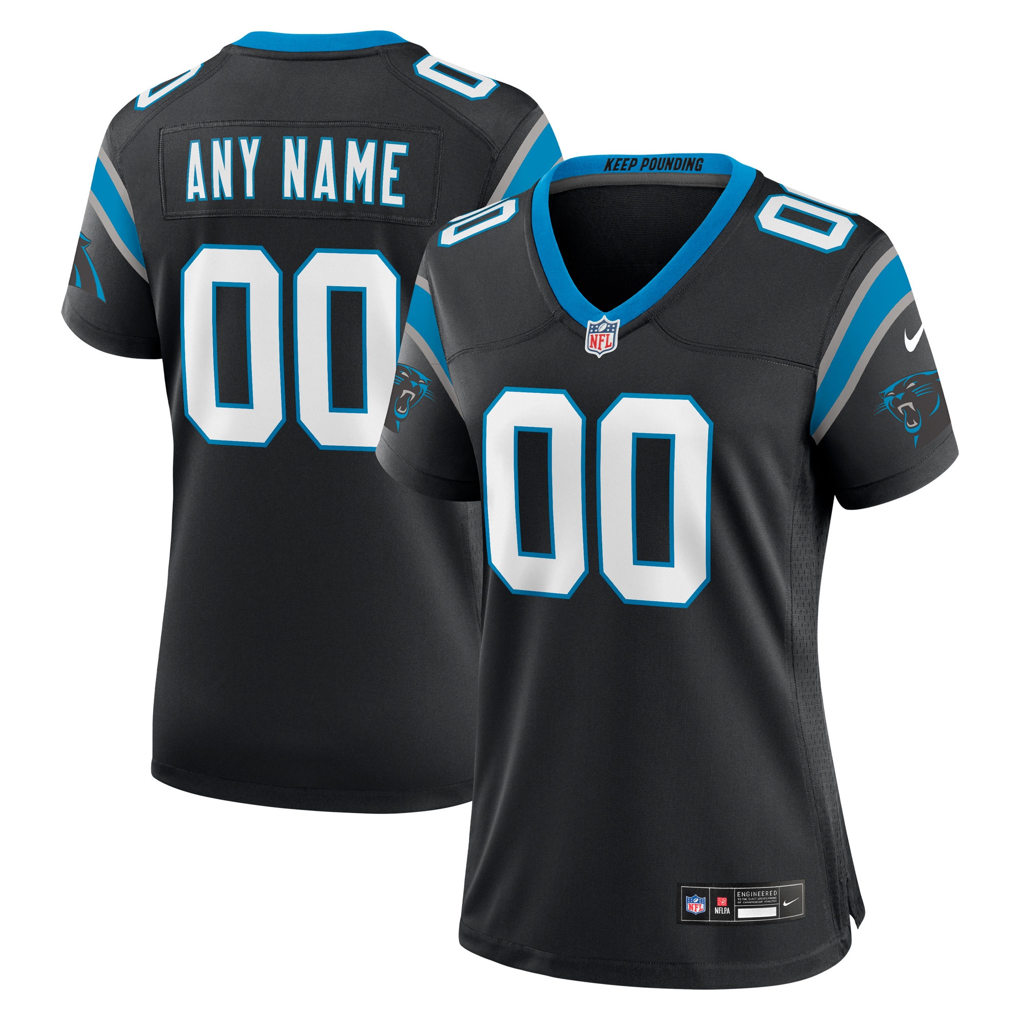 Women’s Carolina Panthers Black Custom Game Jersey