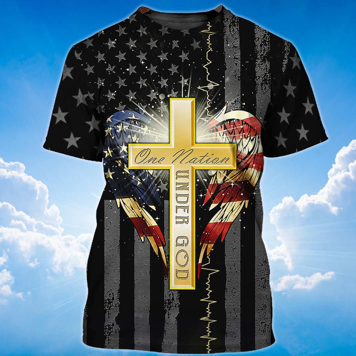 One Nation Under God Wing And American Flag T Shirt Patriotic Usa Shirt