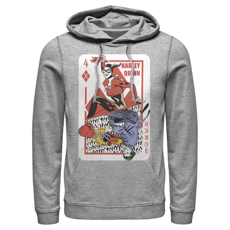 Batman Men’s Harley Quinn Joker Poker Card  Lightweight Hoodie