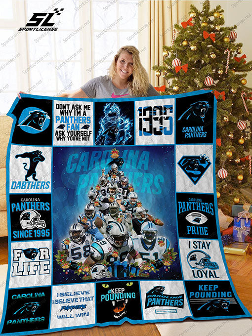 Bl  Carolina Panthers Christmas Tree Quilt Blanket