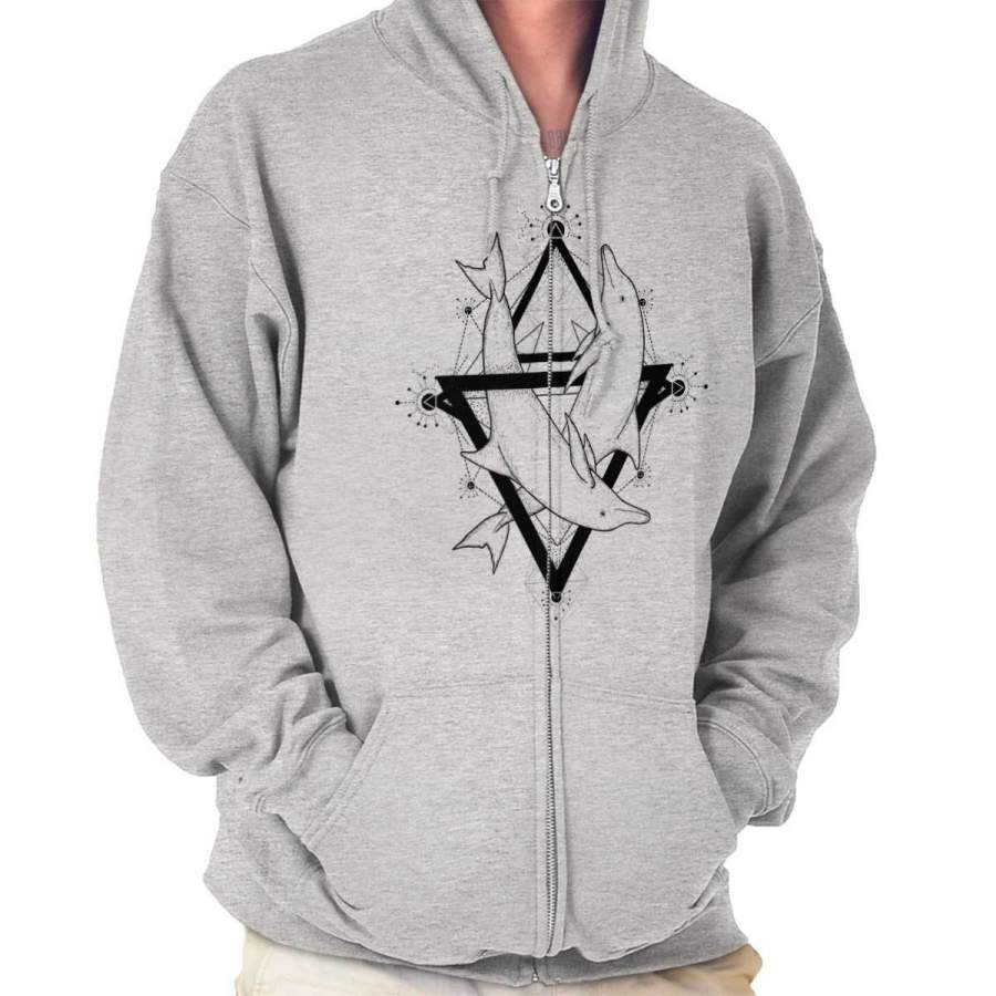 Dual Triangle Whales Zip Hoodie