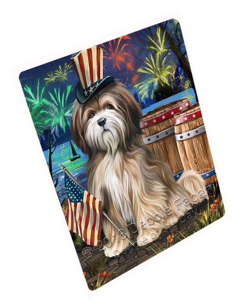 4Th Of July Independence Day Fireworks Tibetan Terrier Dog At The Lake Blanket Blnkt77178