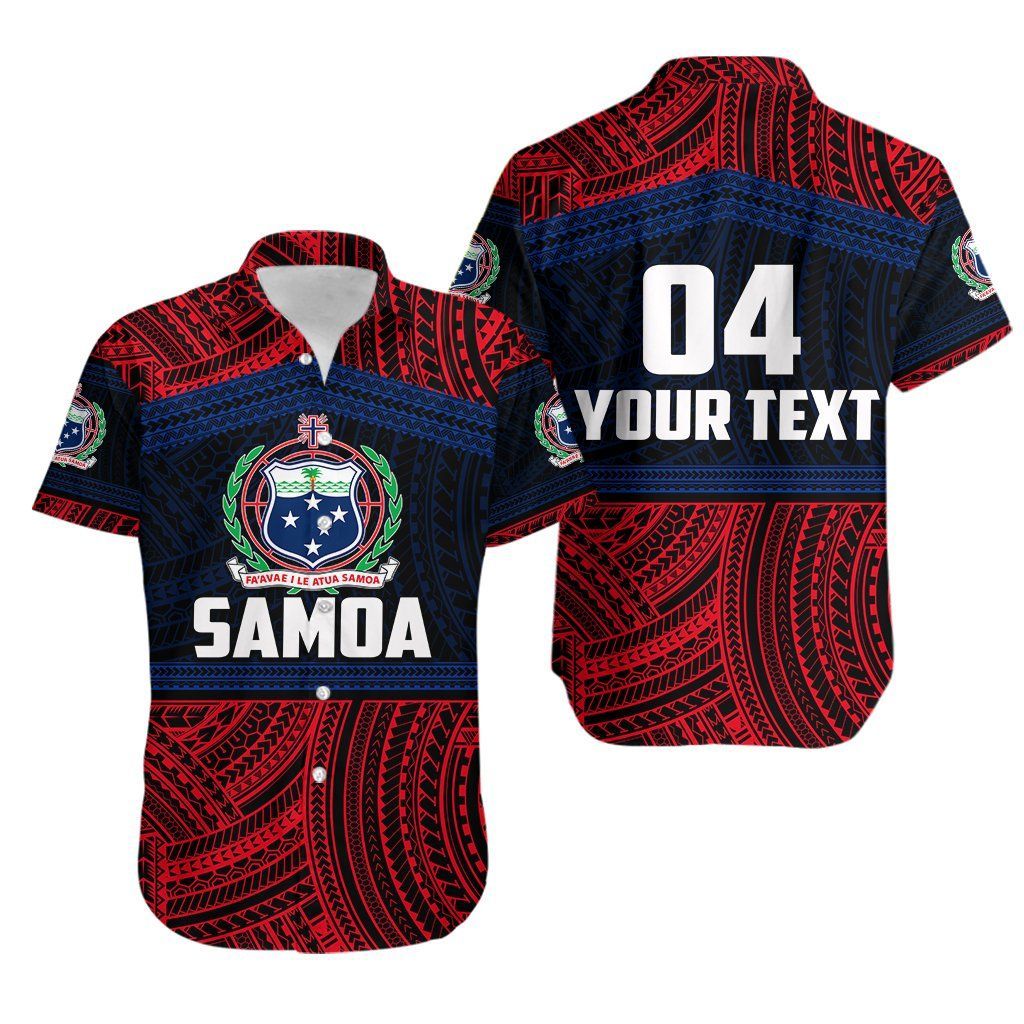 (Custom Personalised)Samoa Rugby Polynesian Patterns Hawaiian Shirt Red Th4