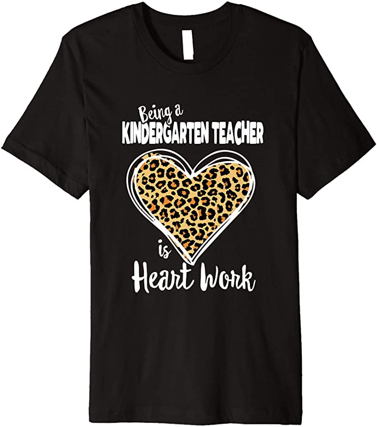 Cute Kindergarten teacher leopard heart, teacher’s day Premium T-Shirt