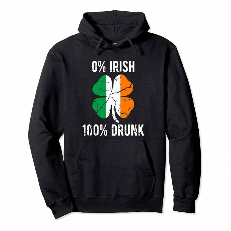 0% Irish 100% Drunk Vintage Distressed St Patrick’s Day Pullover Hoodie