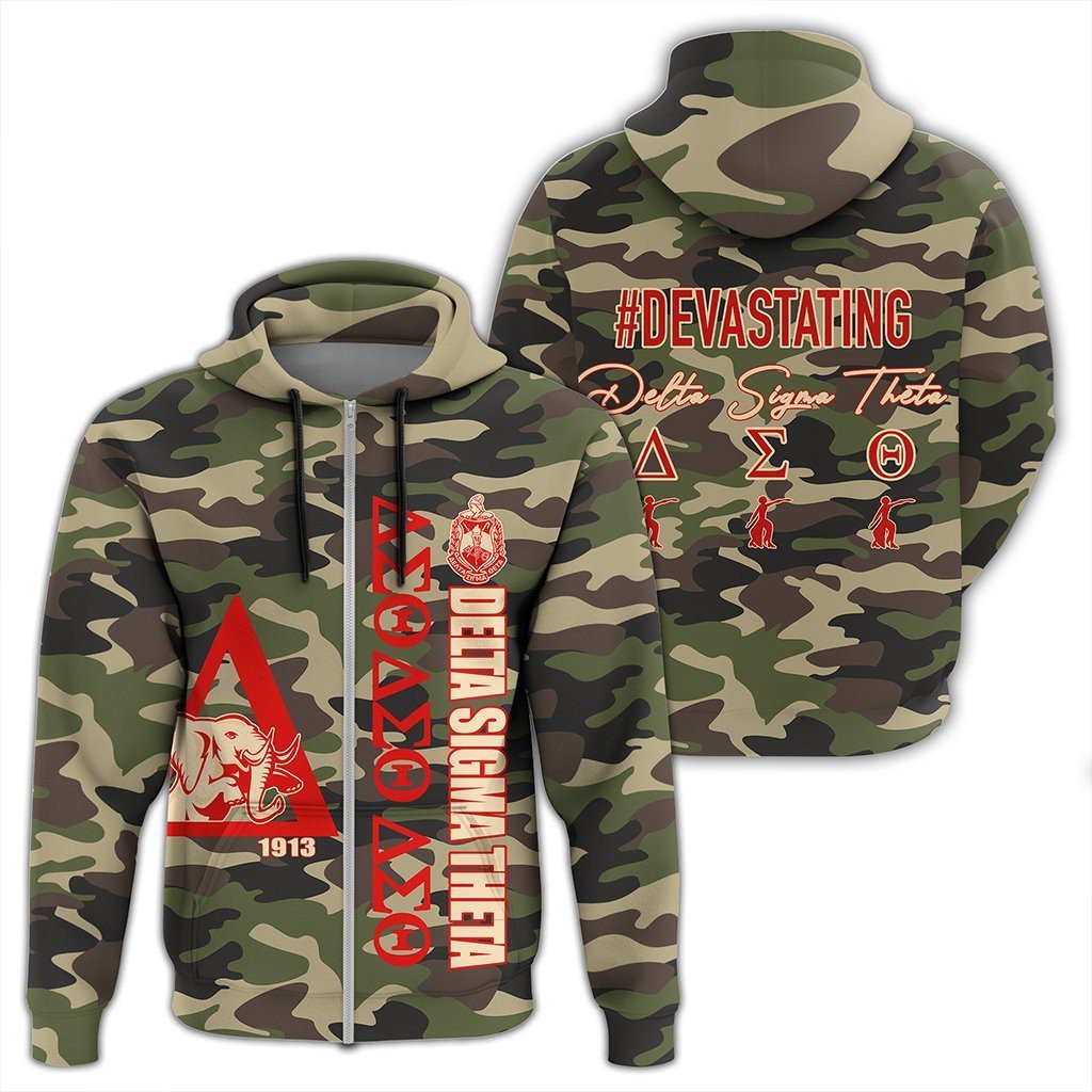 Sorority Hoodie – Delta Sigma Theta Camouflage Style Zip Hoodie