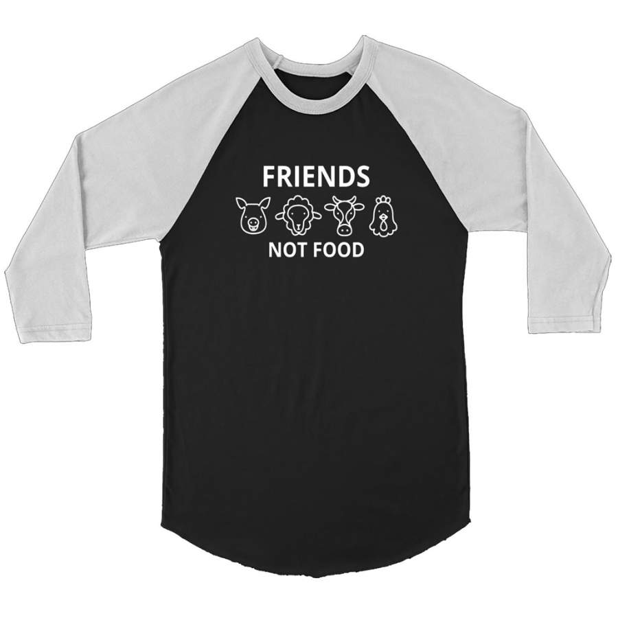 Animal Are Friends Not Food B – Canvas 3/4 Raglan Shirt