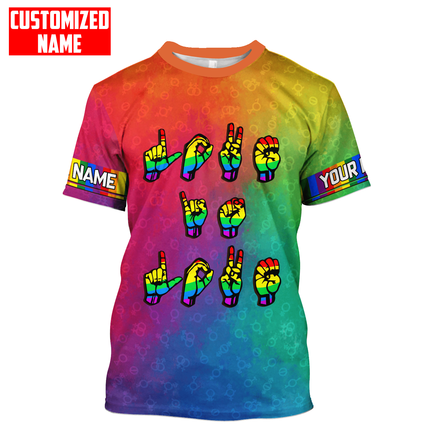 Tmarc Tee Personalized Lgbt Love Is Love Hand Sign Language All Over Printed Unisex Shirts