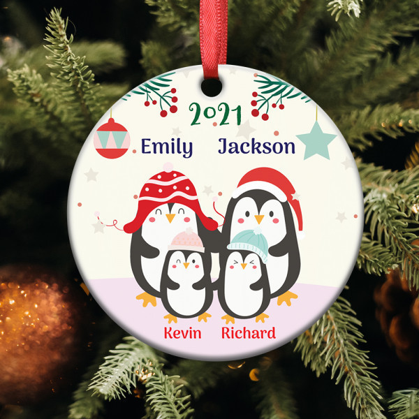 Penguin Family Personalized Christmas Ornament