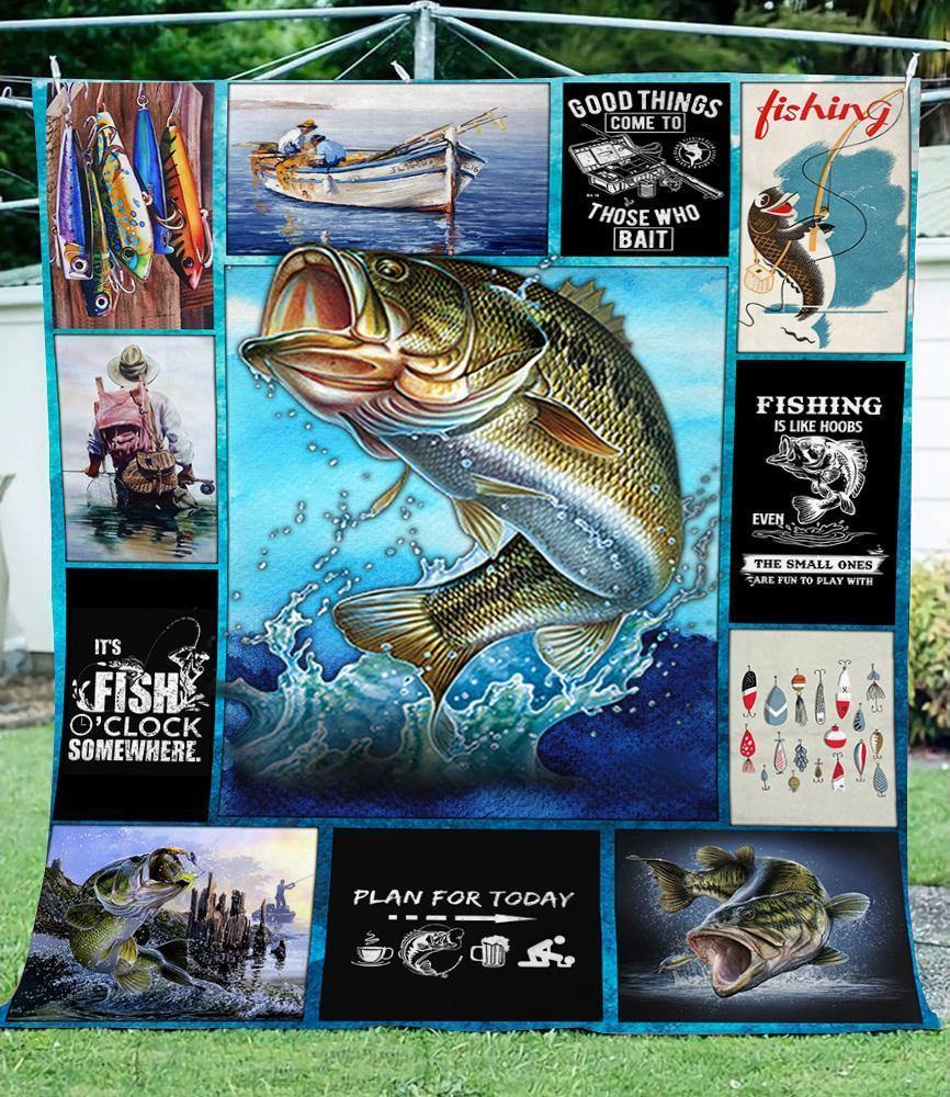 Bass Fishing Time – Unique Gifts Ideas For Home Decor Gifts For Family – Fleece Blanket Sherpa Blanket