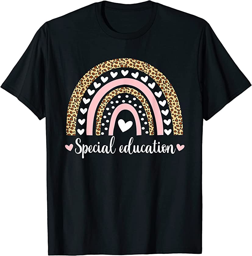 Special Education Teacher SPED Leopard Boho Rainbow T-Shirt