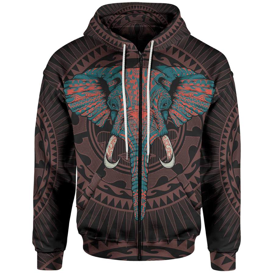 Elephant Warrior Zip Hoodie All Over 3D All Print