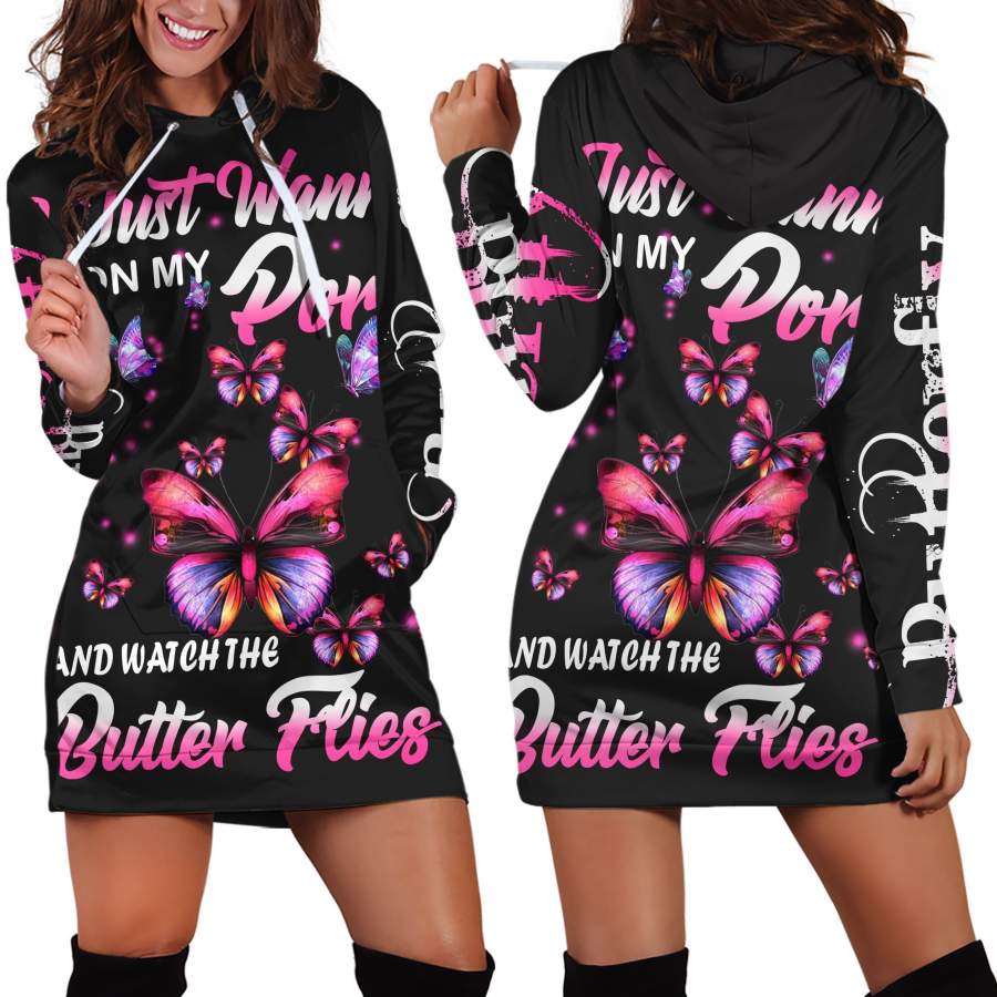 3D All Over Amazing Butterflies Hoodie Dress Blanket