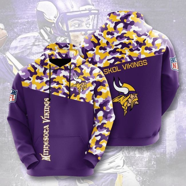 Minnesota Vikings Football Camo 83 Unisex 3D Hoodie Gift For Fans