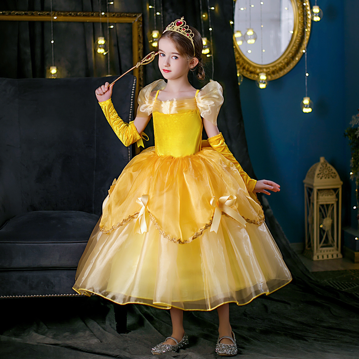 Belle Princess Dress Children’s Dress Christmas Tutu Beauty and The Beast Girls Cosplay Costume alx