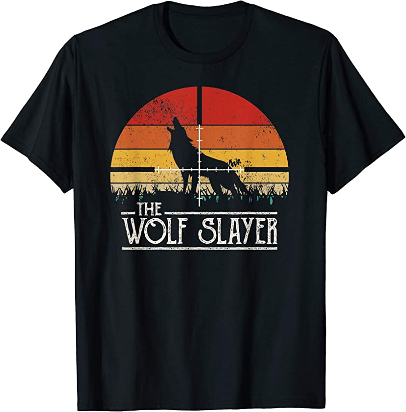 Vintage Sunset Retro Style Wolf Hunting Wolf Slayer T-Shirt