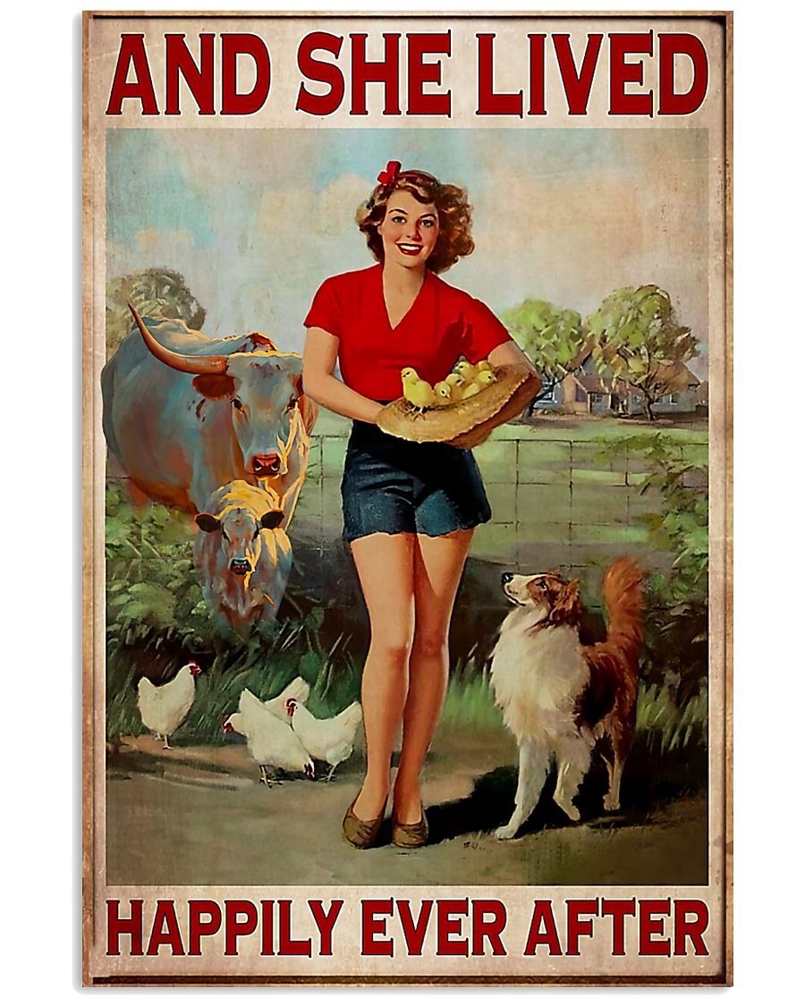 Cows – And She Lived Happily Ever After Poster And Canvas, Wall Decor, Wall Art, Canvas Instructure, Wall Art, Poster Store, Wall Decals, Canvas Wall Art