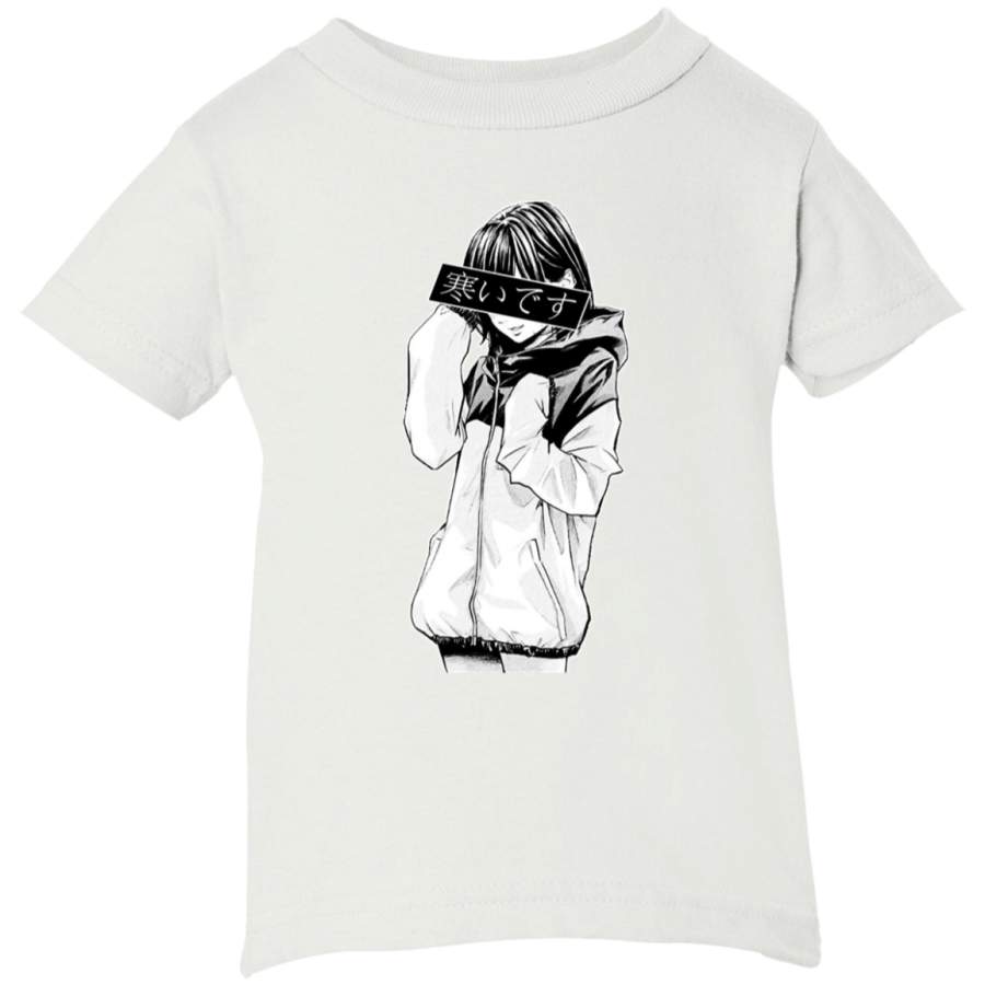 AGR COLD (Black and White) – Sad Japanese Aesthetic Infant Short Sleeve T-Shirt