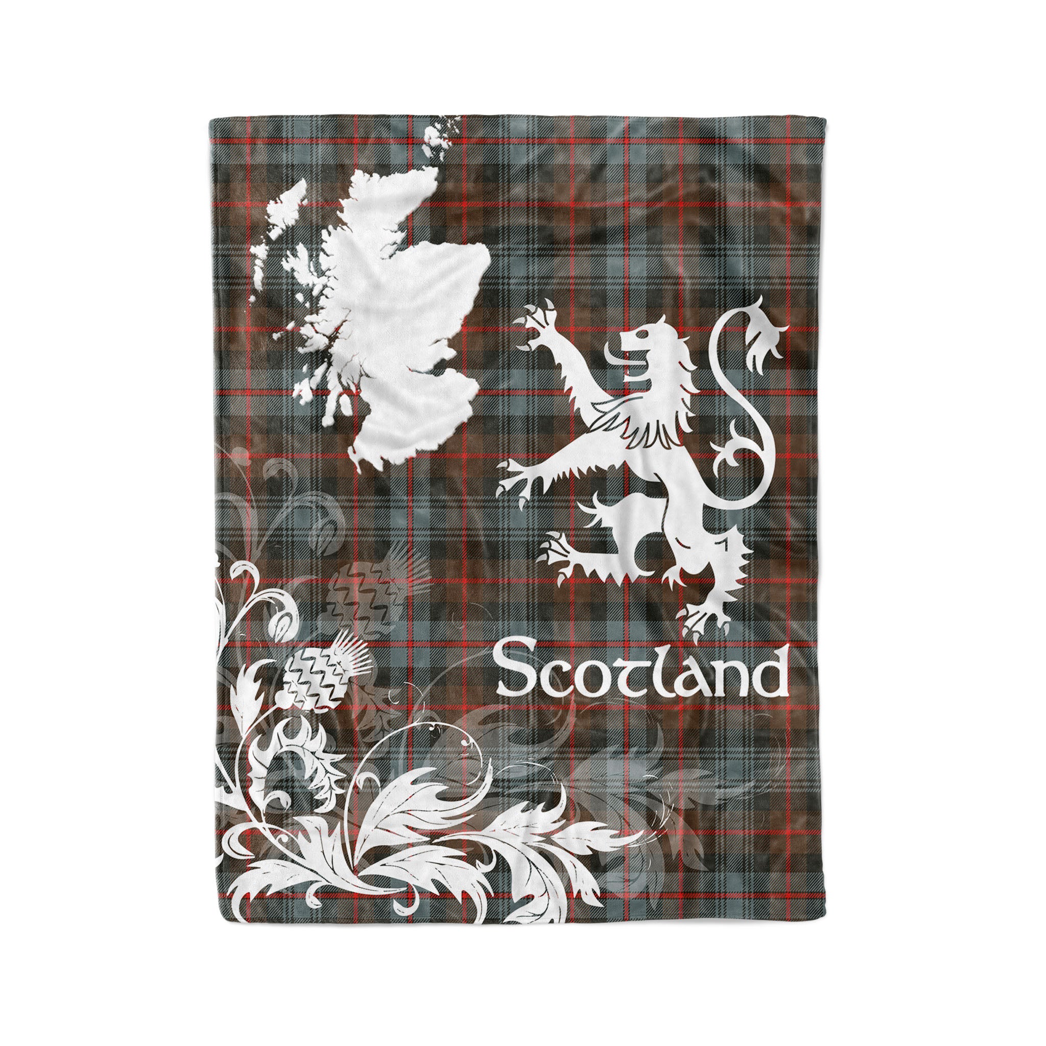 Tartan Plaid Fleece Blanket Tartan Blanket Thistle And Lion Scottish Clan Murray Of Atholl Weathered Plaid Blanket