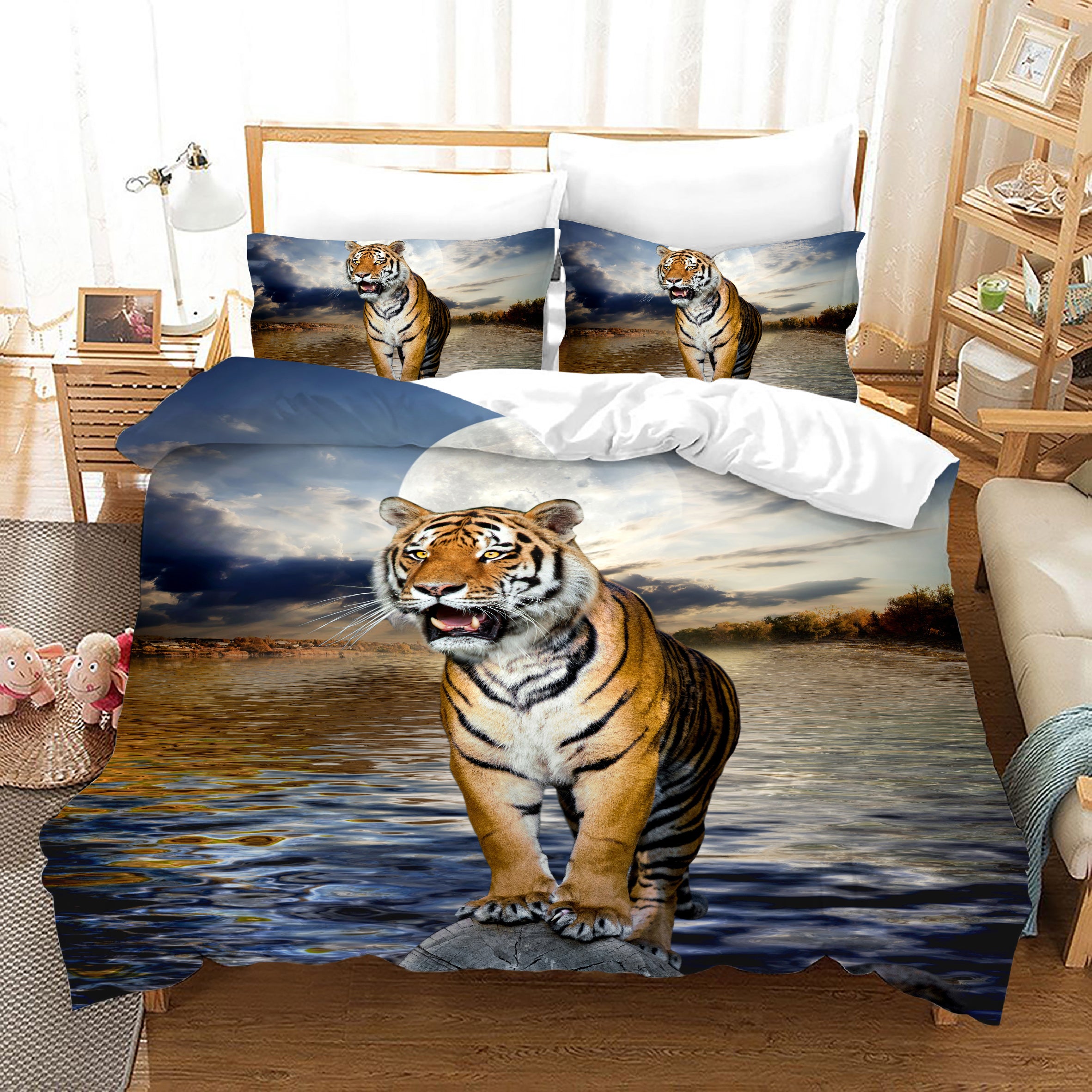 3D Seascape Tiger Quilt Cover Set Bedding Set Duvet Cover Pillowcases Jn 1138