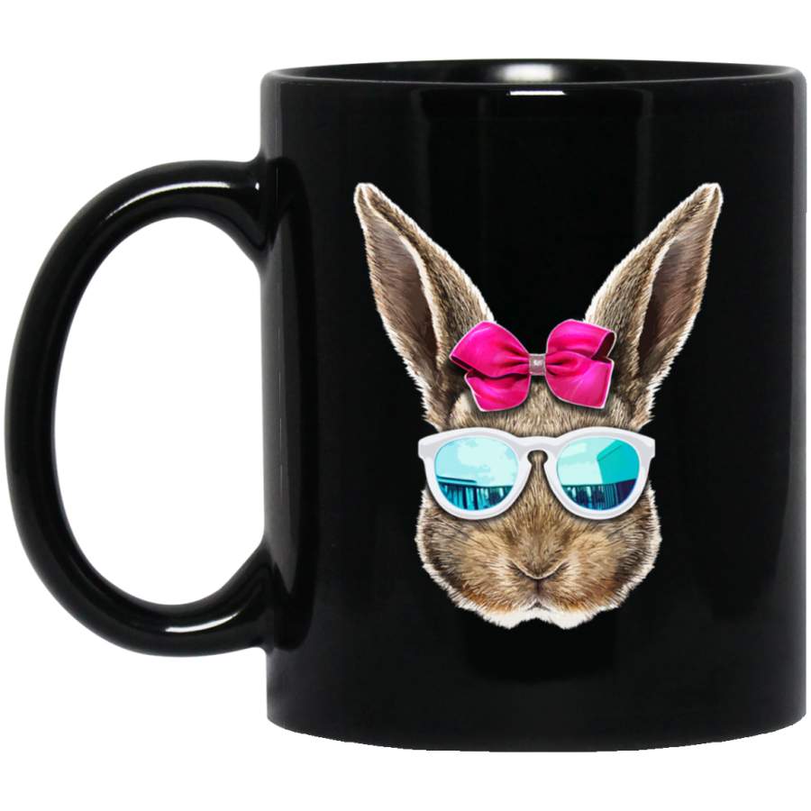 Easter Bunny Costume Face Easter Day Rabbit Ear Gift Girls 11oz 15oz Black Mug Happy Easter Day Funny Colors Eggs Bunny Ears Peeps Cute