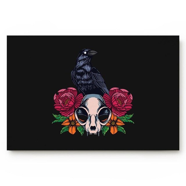 Halloween Skull Head Paisley Pattern Non-Slip Rug