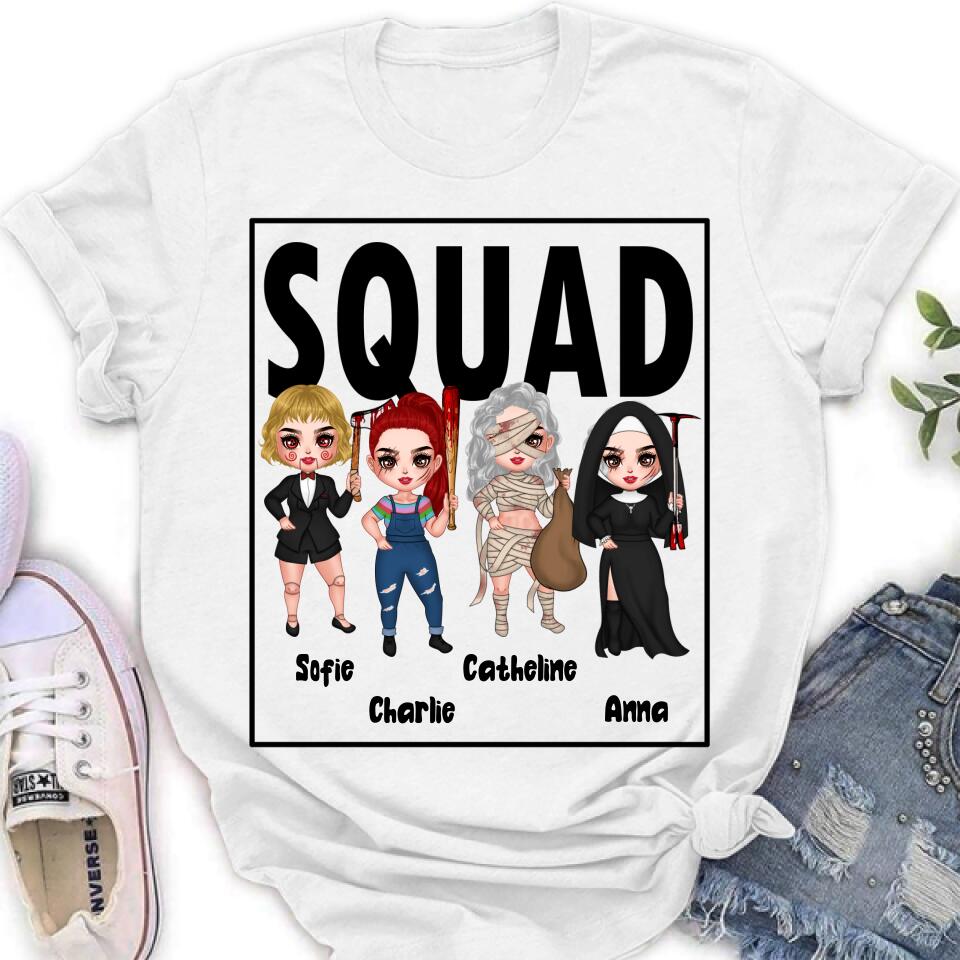 Custom Personalized Squad Goals Halloween Shirt/ Hoodie - Halloween Gift For Friends - Upto 4 Girls