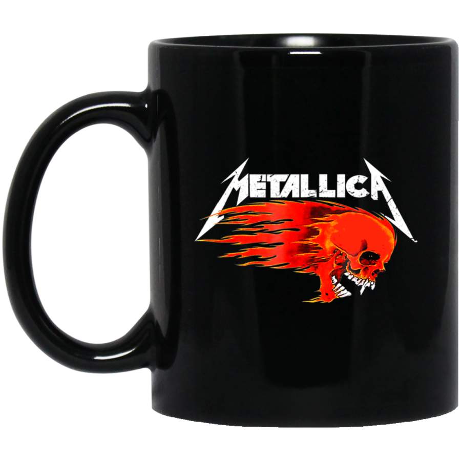 Awesome We All Love Metallica-Skull Fire Mug Gift Black Mug