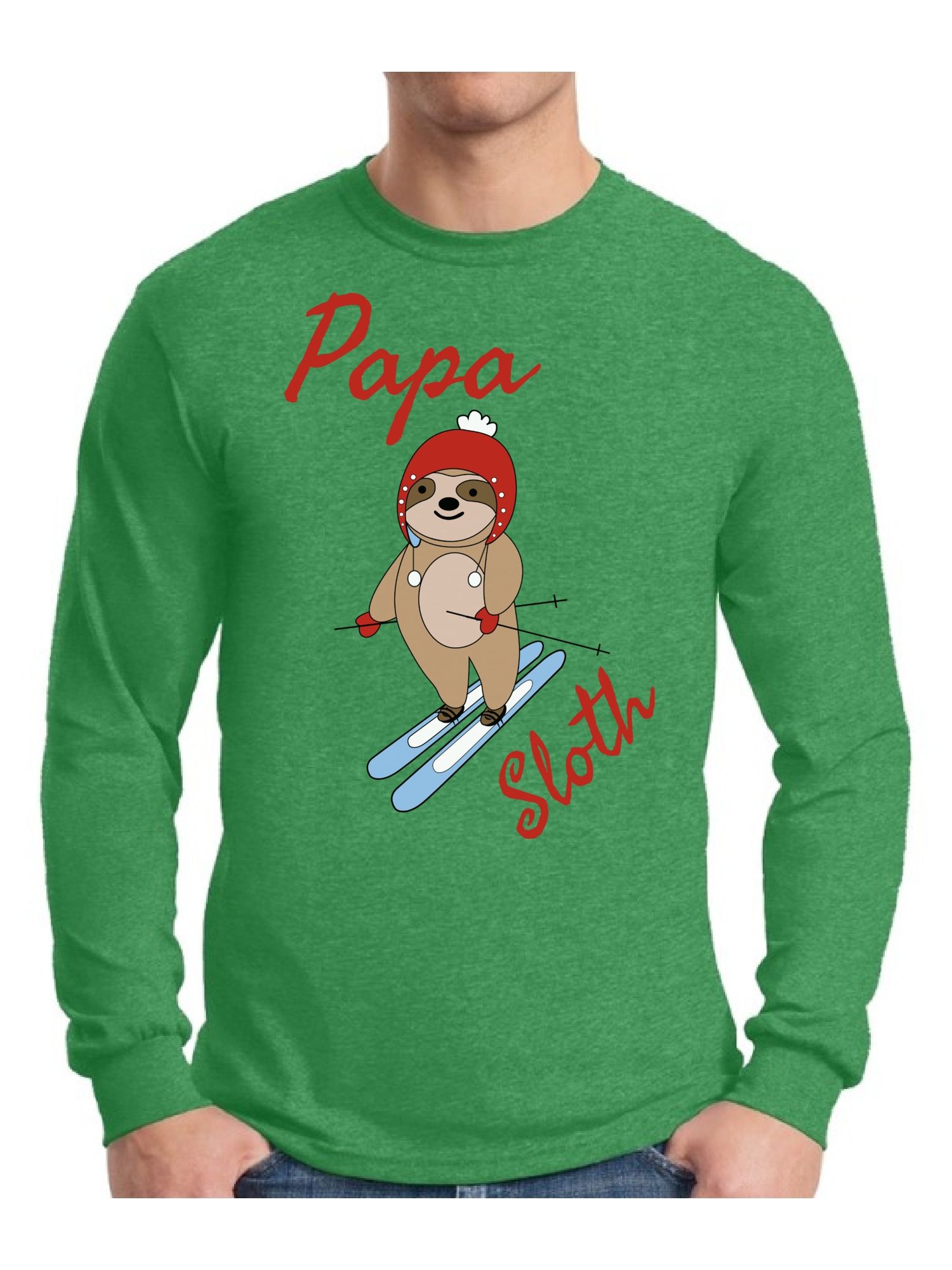 Styles Xmas Papa Sloth Ugly Christmas Sweater Long Sleeve T-Shirt For Men