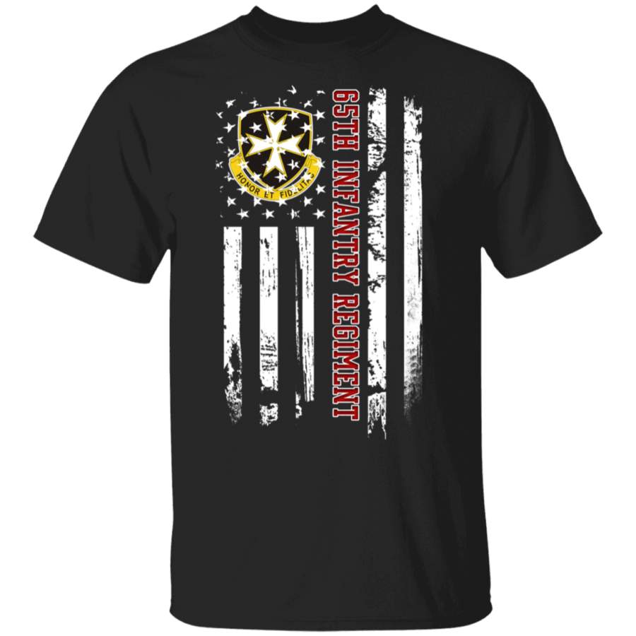 65th Infantry Regiment Veteran American Flag Father’s Day Veteran’s Day Tshirt