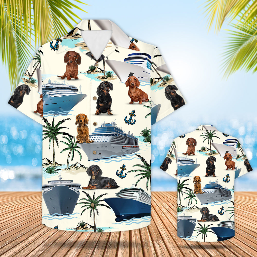 Cruising Dachshund Hawaiian Shirt – Gift For Cruise Trips – Dachshund And Cruise Pattern Trna