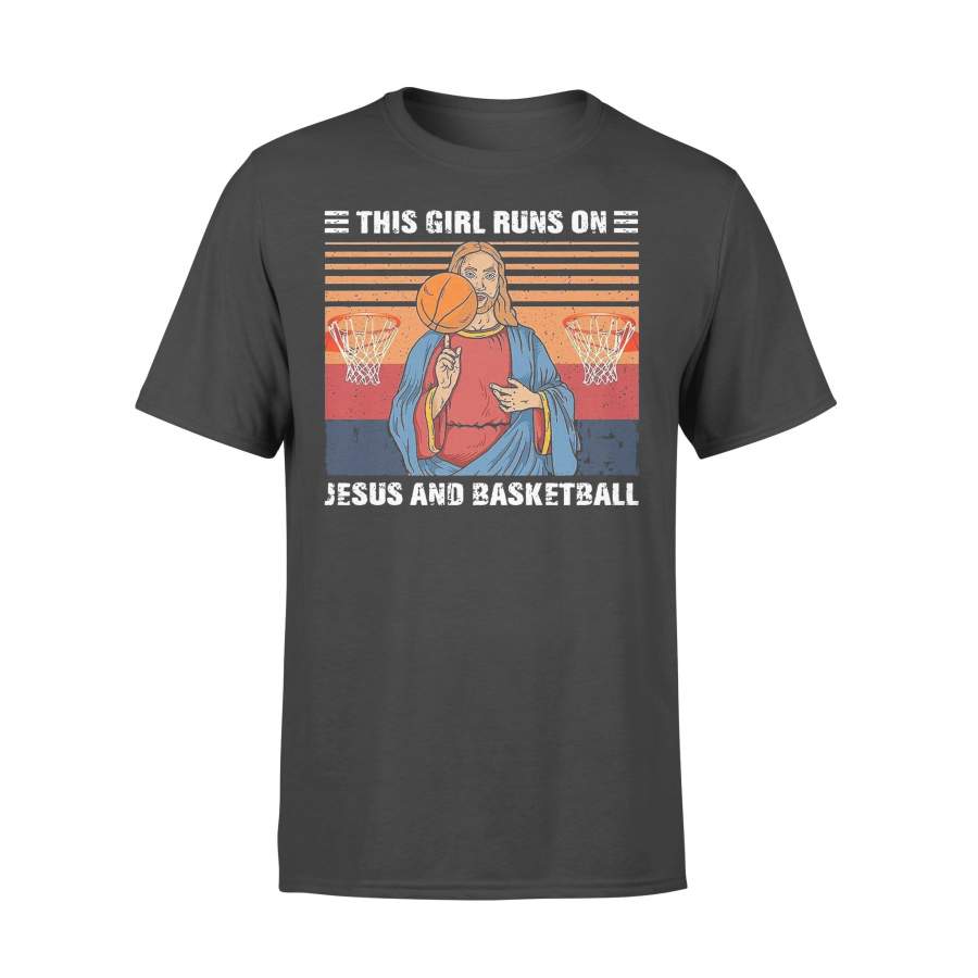This Girl Runs On Jesus And Basketball Vintage T-shirt