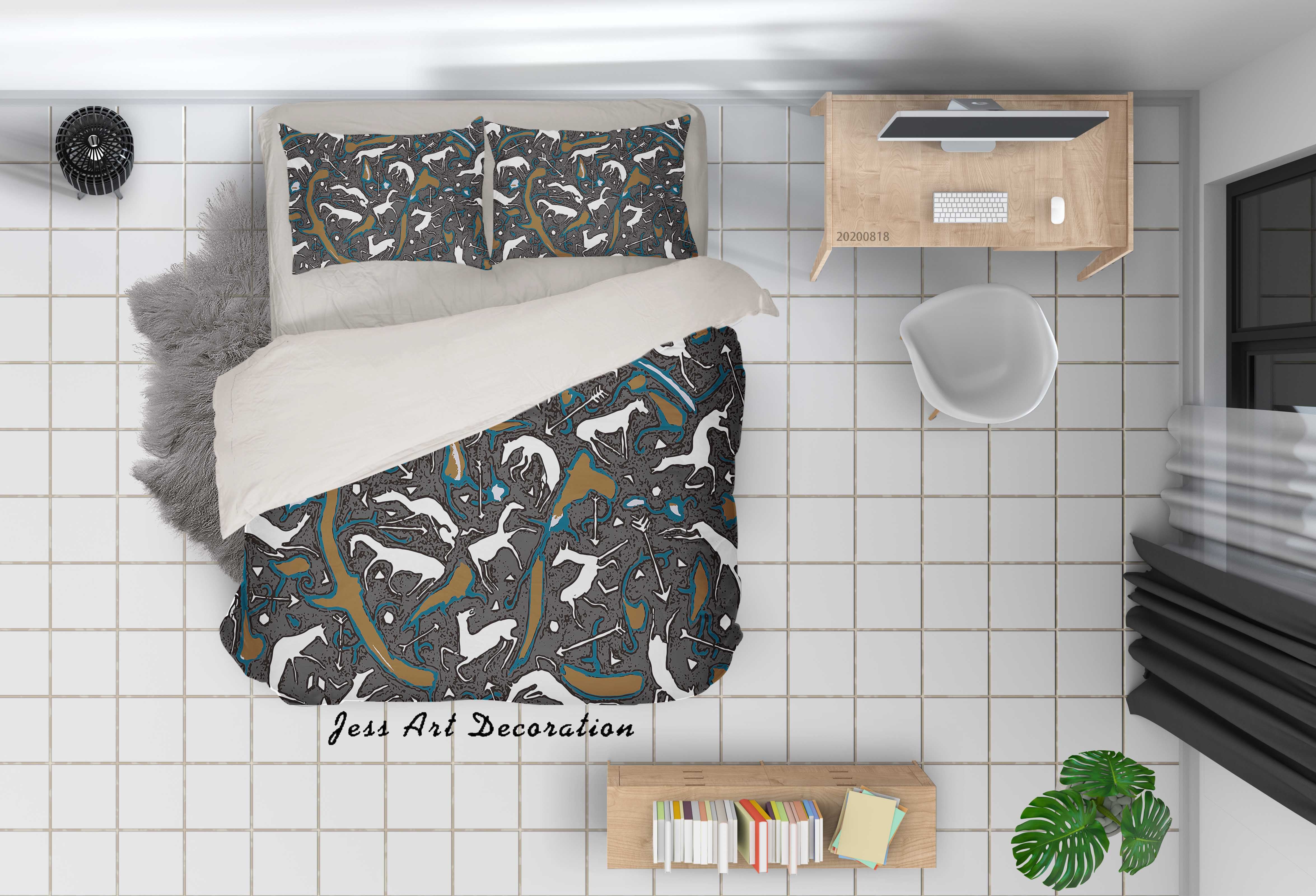 3D Vintage Abstract Animal Pattern Quilt Cover Set Bedding Set Duvet Cover Pillowcases Lxl