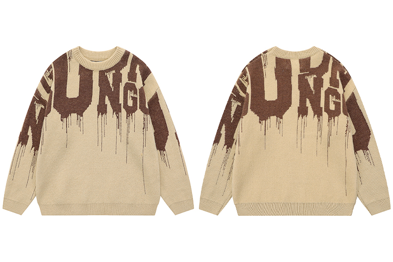 Lenstid Autumn Men Knitted Sweaters Hip Hop Liquid Letter Graphic Jumper Streetwear Harajuku Fashion Casual Pullovers Clothing Alx Men/Women Shirtspotlight