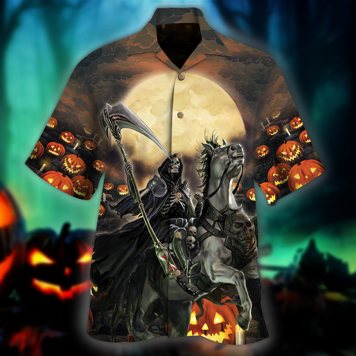 The Grim Reaper Pumpkin Halloween Hawaii Shirt For Men Women Ha50273