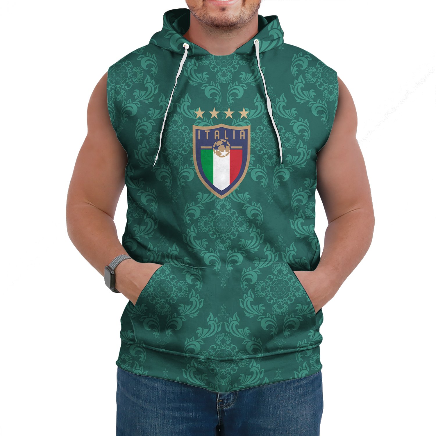 (Custom) Italia New Style Sleeveless Hoodie Euro Soccer A27