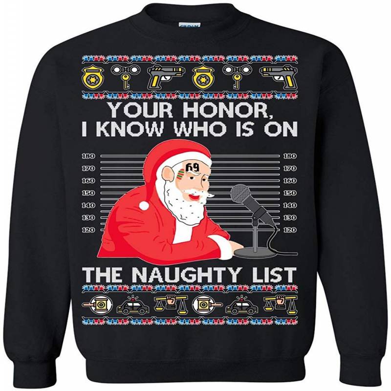 Ugly Christmas Sweater Santa Claus 69 I Know Who Is On The Sweatshirt