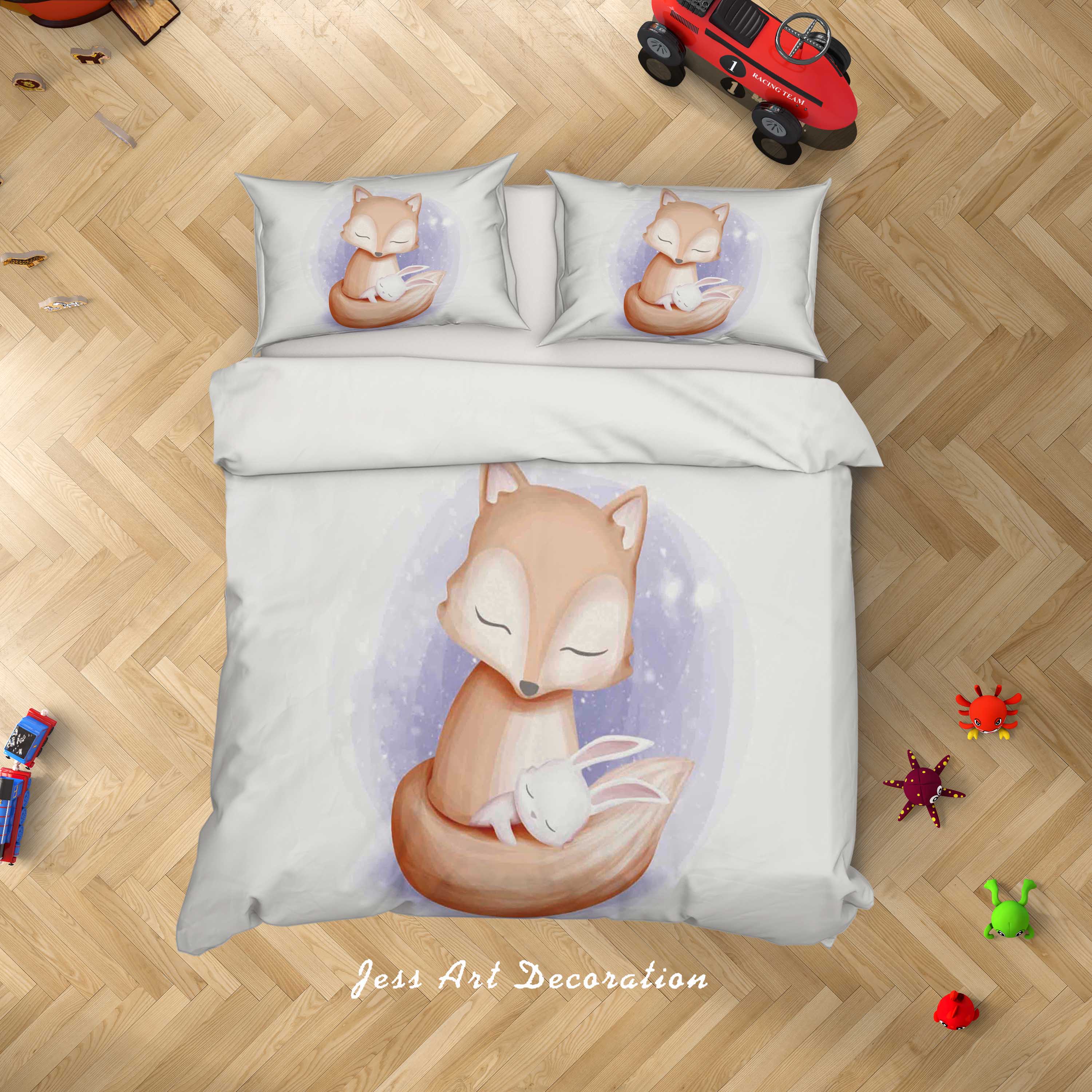 3D Cartoon Fox Rabbit Quilt Cover Set Bedding Set Duvet Cover Pillowcases Sf72