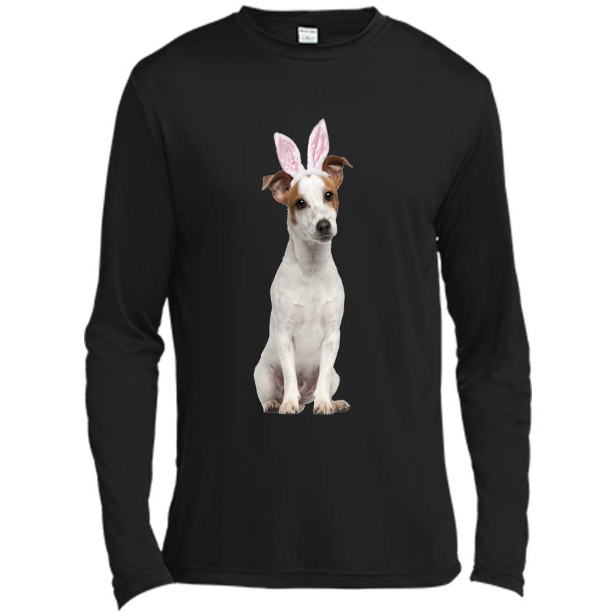 Jack Russell Wearing Easter Bunny Ears Dog T-Shirt Long Sleeve Moisture Absorbing Shirt