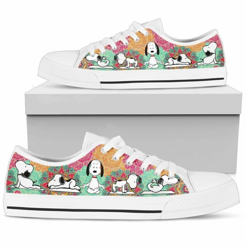 Snoopy Yoga Style Sneakers Low Top Shoes Yoga Lover Low Top Shoes Limited Edition Moderndaydecors Fashion