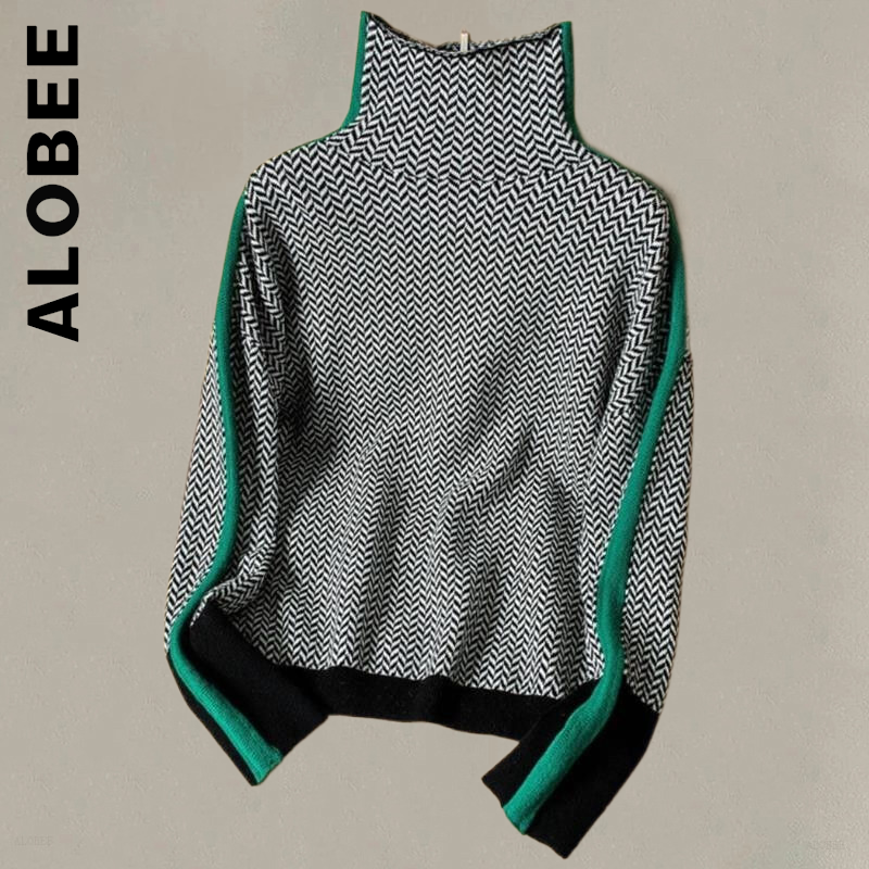 Alobee Women Sweater Turtleneck Fashion Knitted Stylish Harajuku Women’s Jumper 2023 Warm Sweet Top Women Sexy Chic Female Tops alx