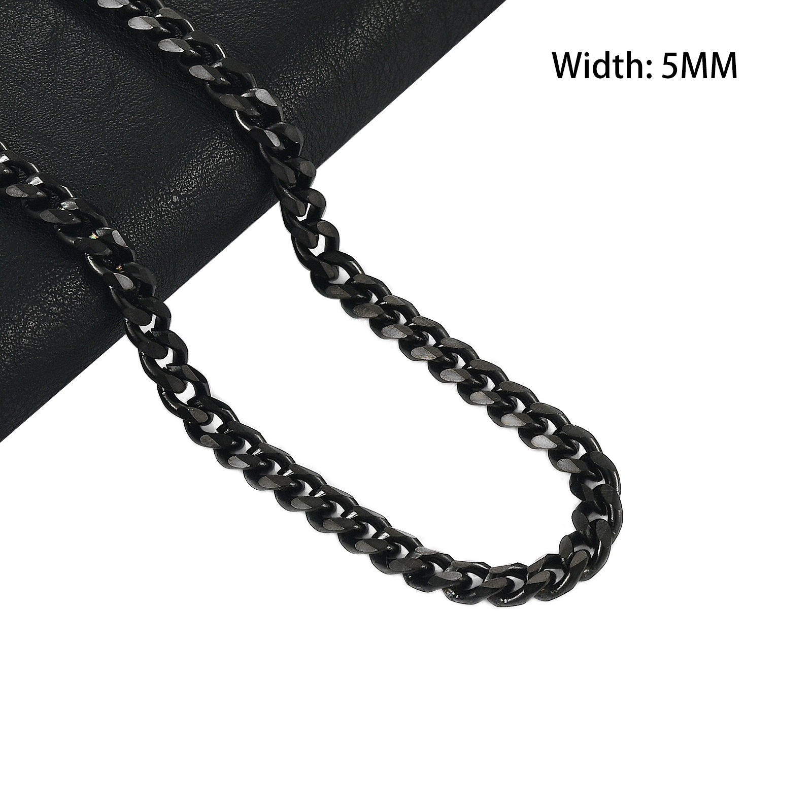 3.5/5/6/7/8mm Fashion Punk Stainless Steel Chain Cuban Necklaces For Men Women Black Color Link Chain Solid Metal Chain Jewelry alx