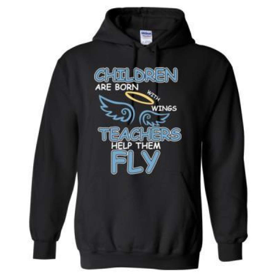 AGR Children Are Born With Wings Teachers Help Them Fly – Heavy Blend™ Hooded Sweatshirt