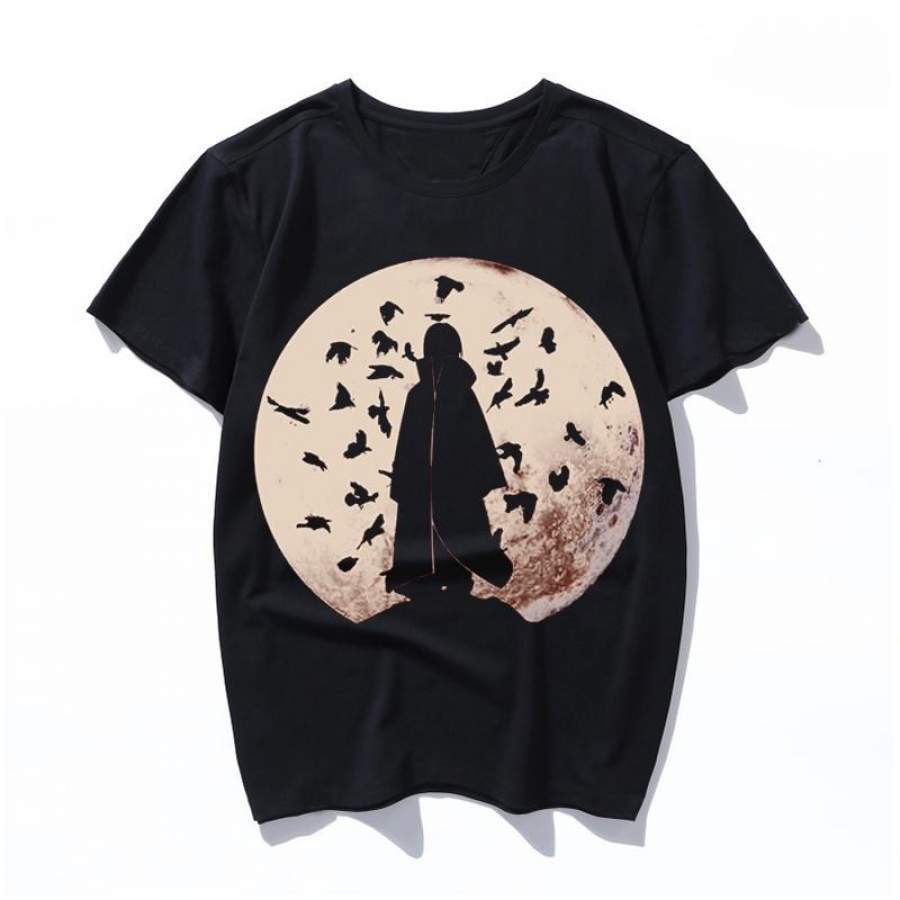 Itachi Uchiha Dark Moon Naruto Shippuden Aesthetic T Shirts Women Men Ullzang Vintage T-Shirt Fashion Funny Cartoon Tshirt Top Tees