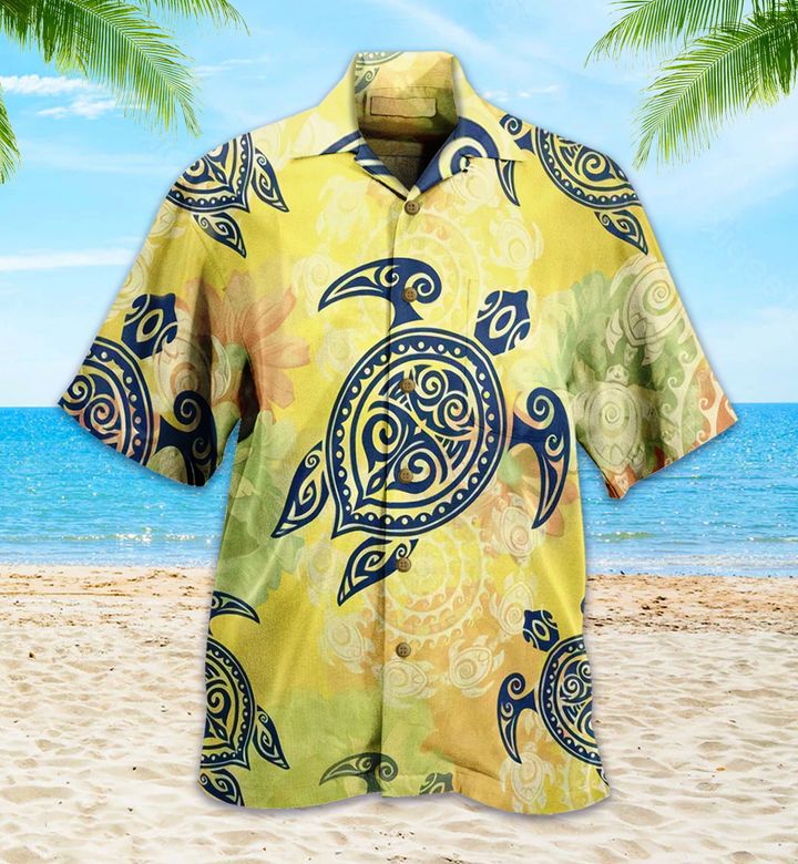 Hawaii Turtle Tribal Yellow Hawaii Shirt Ha10054