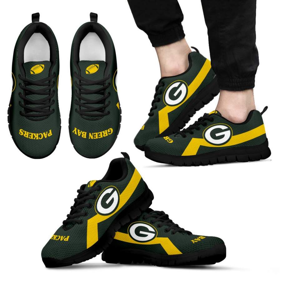 Green Bay Packers Line Logo Sneakers - GoSportPrint
